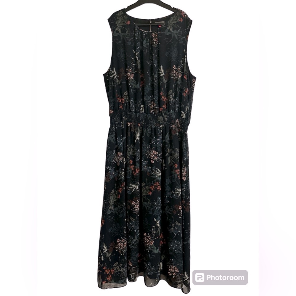 Vince Camuto maxi dress floral blue size 2X